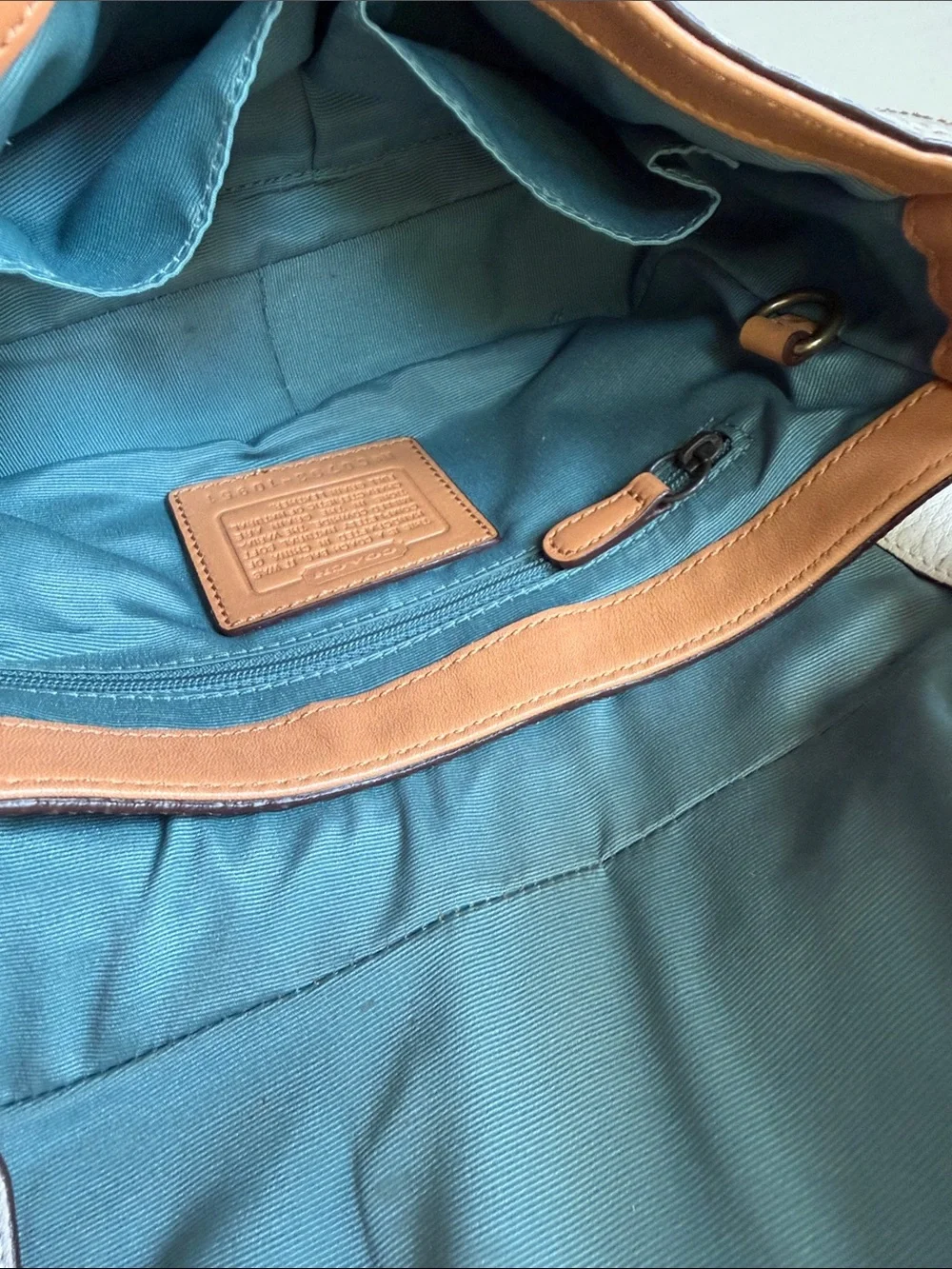 Coach Cream Leather Shoulder Bag with Gold Turn-Lock